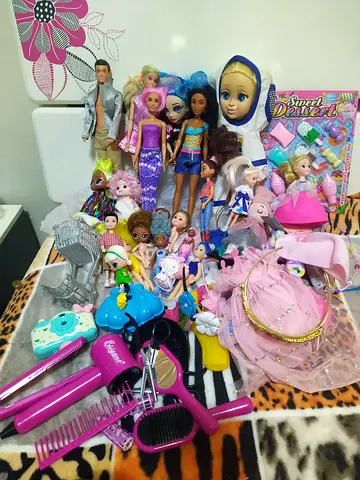 Mixed collection of dolls, accessories and pretend-play toys - good condition