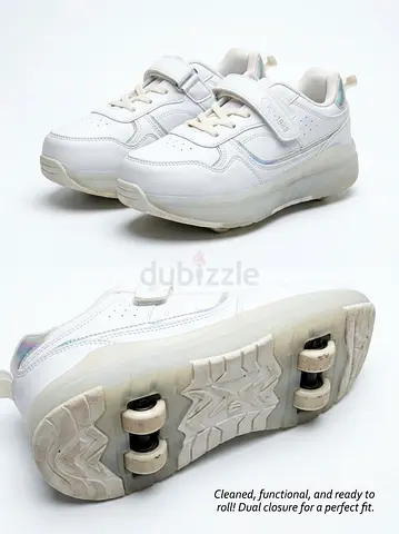 White Heelys-Style Roller Skate Shoes with Velcro & Laces - Size 36