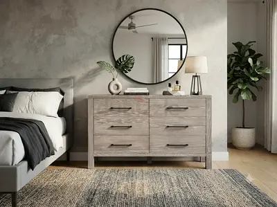 Pottery Barn Light Wood 6-Drawer Dresser with Modern Handles