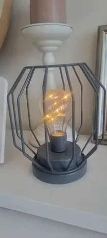 Industrial cage table lamp - grey decorative bedside lamp