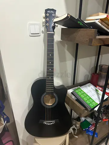 Black Acoustic Guitar - Good Condition, Ready to Play