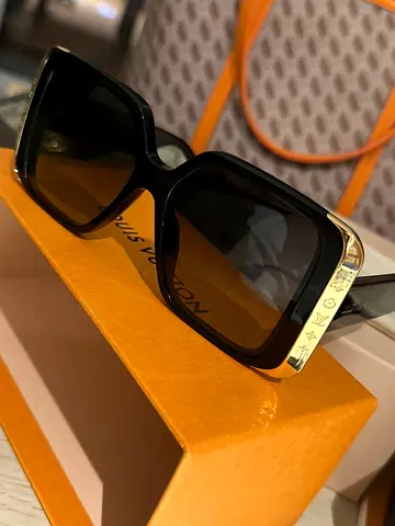 Authentic Louis Vuitton Oversized Black Sunglasses with Gold Accents