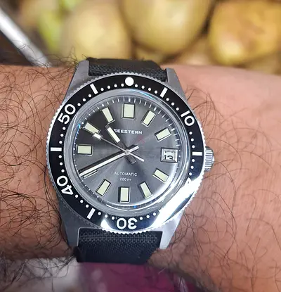 Seestern 62MAS Automatic Diver Watch - 200m, Date, Grey Dial