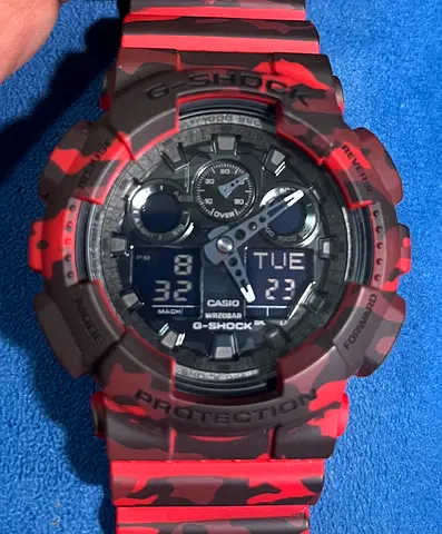 CASIO G-Shock GA-100CM Red Camo Preloved Unboxed