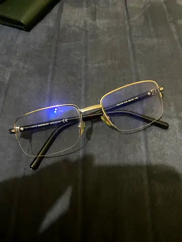 Used original montblanc rectangular metal frame eyeglasses with blue light lenses