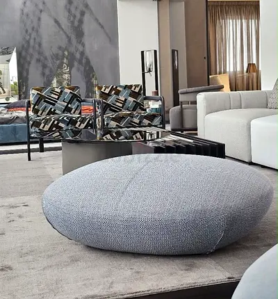 Giorgetti Large Round  Fabric Ottoman / Pouf