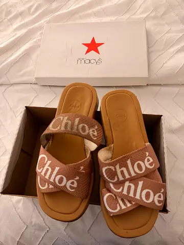Chloé branded women's slide sandals, size 5.5