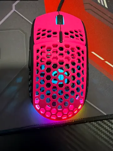 Pink RGB Honeycomb Gaming Mouse - Wired, Lightweight