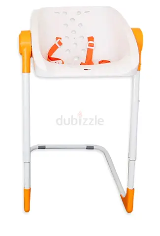 White & Orange Portable Baby High Chair – Excellent Condition