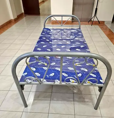 Single Metal Bed Frame with Mattress - Good Condition