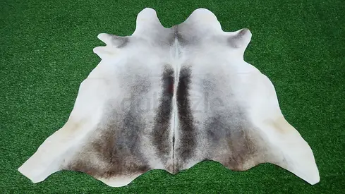 Natural cowhide rug - genuine animal skin, neutral tones (good condition)