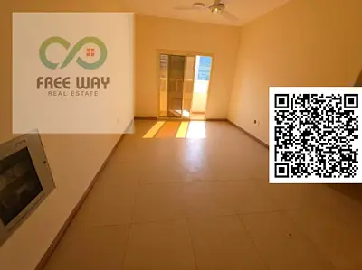 For Annual Rent in Al Muwaihat 3 Spacious 1-bedroom apartment with a living room, balcony, 2 bathrooms, and central air conditioning. Annual Rent: A