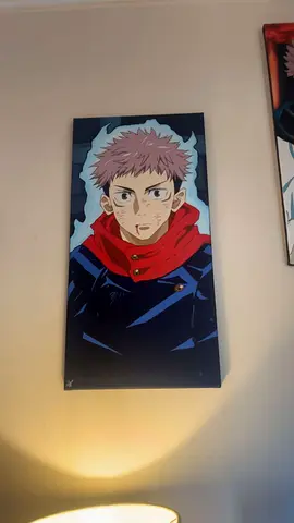 Jujutsu Kaisen Canvas Wall Art - Yuji Itadori Portrait (Great Condition) (55x29cm)
