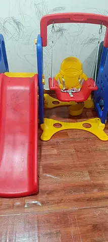 Kids Indoor Slide with Baby Swing - Plastic Playset