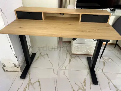 ElectricWooden study desk with raised shelf and drawers - good condition
