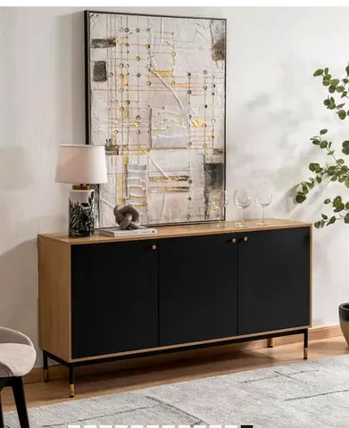 Modern Black Sideboard Cabinet with Wooden Frame and Brass Legs Weight
50 Kg Color Natural