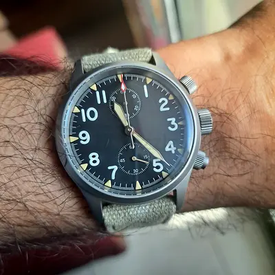 Men's Pilot Style Chronograph Wristwatch – Vintage Look, Working