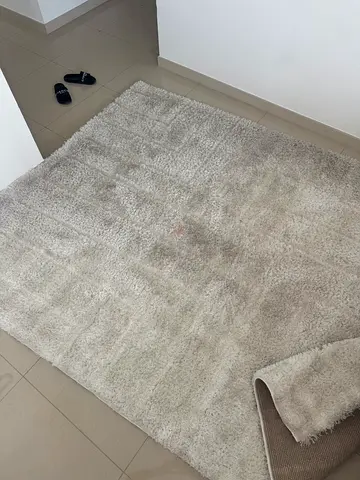 Beige Shaggy Area Rug - Good Condition, 280x200cm