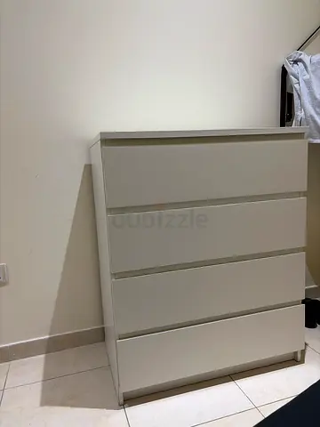IKEA Malm 4-drawer chest in white, decent condition, visible signs of