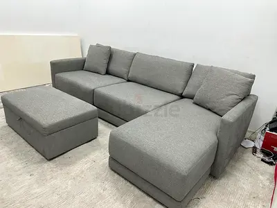 Selling crate&barrel lshape sofa with footstool