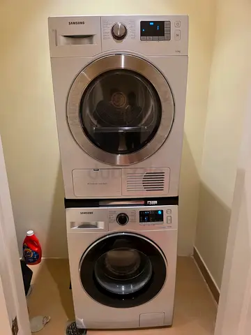 Free Delivery- SAMSUNG 8KG Washer 8KG 💯 Dryer Clothes Separate Set With Digital Clock 60x60 cm