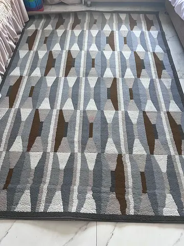 Modern Geometric Area Rug - Neutral Gray & Brown, Large 240 x 170 & perfectly cleaned at dry clean