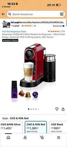 Nespresso Citiz & Milk Coffee Machine - Red