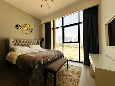 🏡 1BHK Furnished Apartment |Burj Khalifa+Lagoon view | Chiller Free | Azizi Riviera