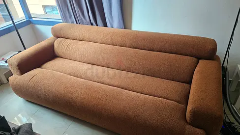 URGENT SALE. 3-seater brown fabric sofa - comfortable, good condition