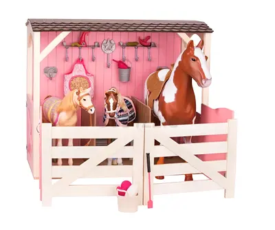Ou Generation Wooden Pink Stable Playset with Accessories