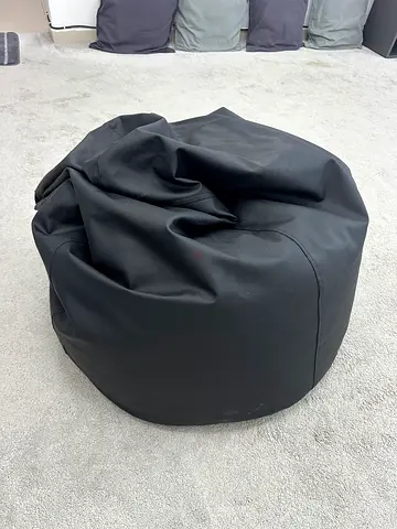 Black Faux Leather Bean Bag Chair - Good Condition