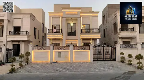 An exceptional opportunity: A villa in Al Helio Center featuring 6 master bedrooms, two floors, and a rooftop terrace. Registration and ownership fees