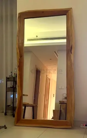 Large mirror live edge natural wood framed