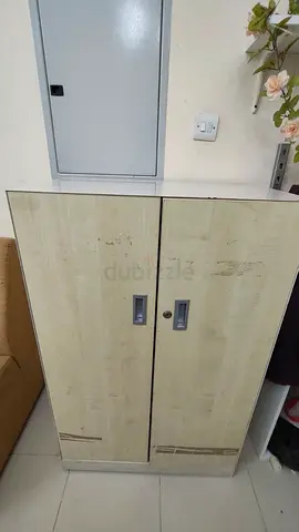 Metal two-door storage cabinet - compact office/home cupboard - (X2) (Can be brought single)