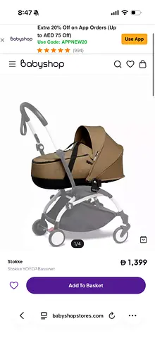 Stokke YOYO³ foldable Bassinet air plane cabine validated