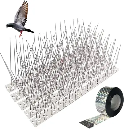 Set of Stainless Steel Bird/Pigeon Spikes with Adhesive Tape - New 1mitre