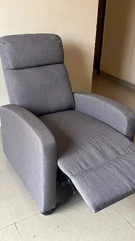 Grey fabric single-seater recliner chair - good condition