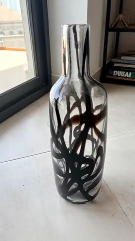 Decorative Black & Silver Glass Vase