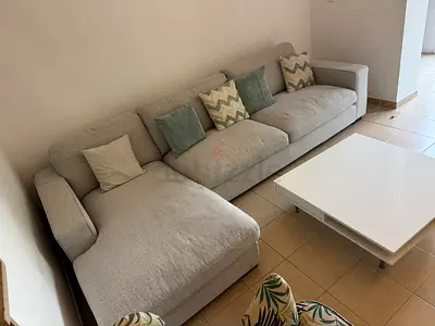 Pan home L Shape Sofa Beige