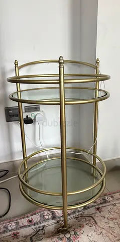 John Lewis Round Two-Tier Brass Finish Glass Side Table