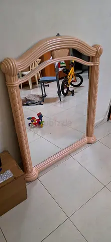 Large Ornate Wall Mirror with Peach-Colored Frame