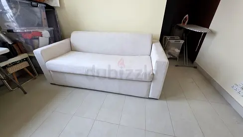 Italian Two Seater Sofa Bed Beige