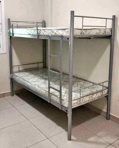 Metal Bunk Bed with Mattresses - Silver, Good Condition