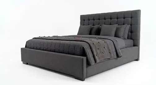 Modern Upholstered King Size Bed with Tufted Headboard - Grey