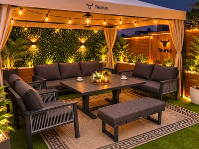 Sofa set aluminium grey hydraulic table with rope style outdoor furniture garden furniture