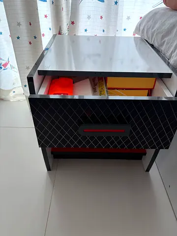 Kids Modern black bedside cabinet with drawer