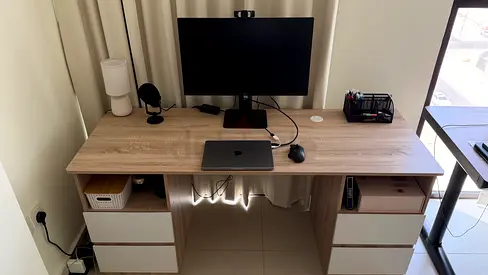 Large desk with drawers - light oak finish