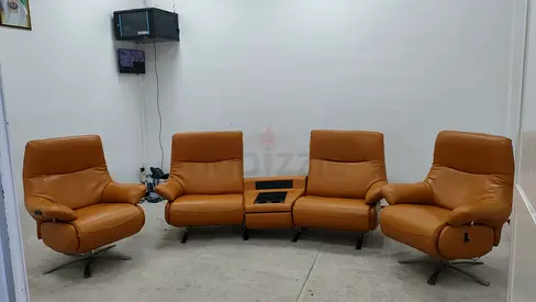 Luxury electric recliner pure leather sofa set