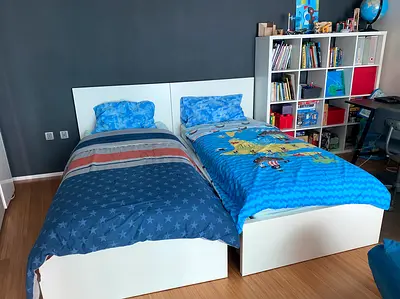 Pair of White IKEA Malm Single Beds - Good Condition - from a pet and smoke free home. 400 aed each