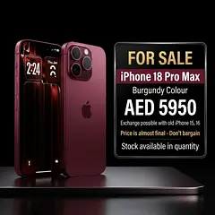 Apple iPhone 18 Pro Max 256GB Burgundy Color